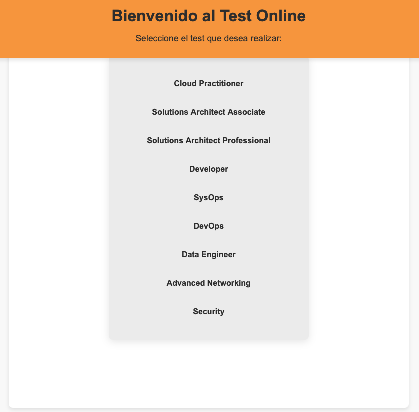 Vista previa del proyecto Web de Test AWS